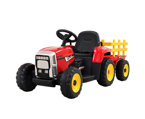 Rigo Ride On Car Tractor Trailer Toy Kids Electric Cars 12V Battery Red ...